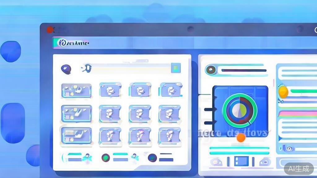 Flat vector illustration of optimizing images, dashboard style, soft blue gradient