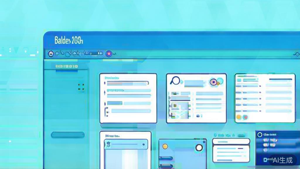 "Flat vector illustration of user-friendly interface of Images 2.0, dashboard style, soft blue gradient"