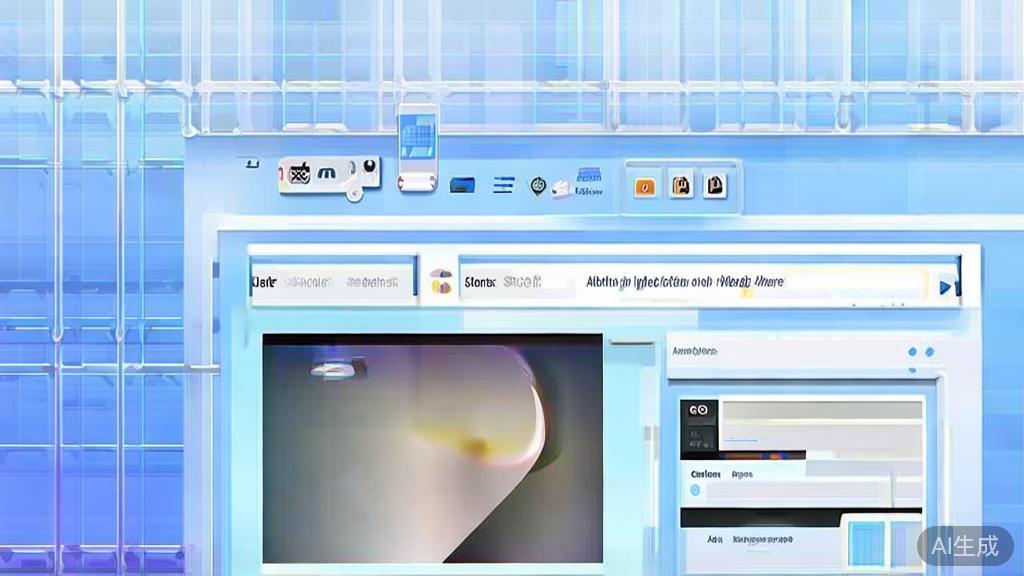 Flat vector illustration of photo editing process using AI tools, dashboard style, soft blue gradient