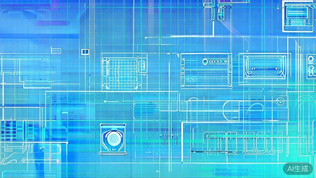 Flat vector illustration of future trends in AI and creative design, soft blue gradient
