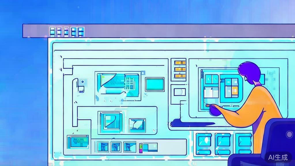 "Flat vector illustration of an artist creatively modifying AI-generated images, dashboard style, soft blue gradient"