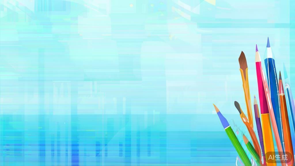 Flat vector illustration of various drawing tools, dashboard style, soft blue gradient