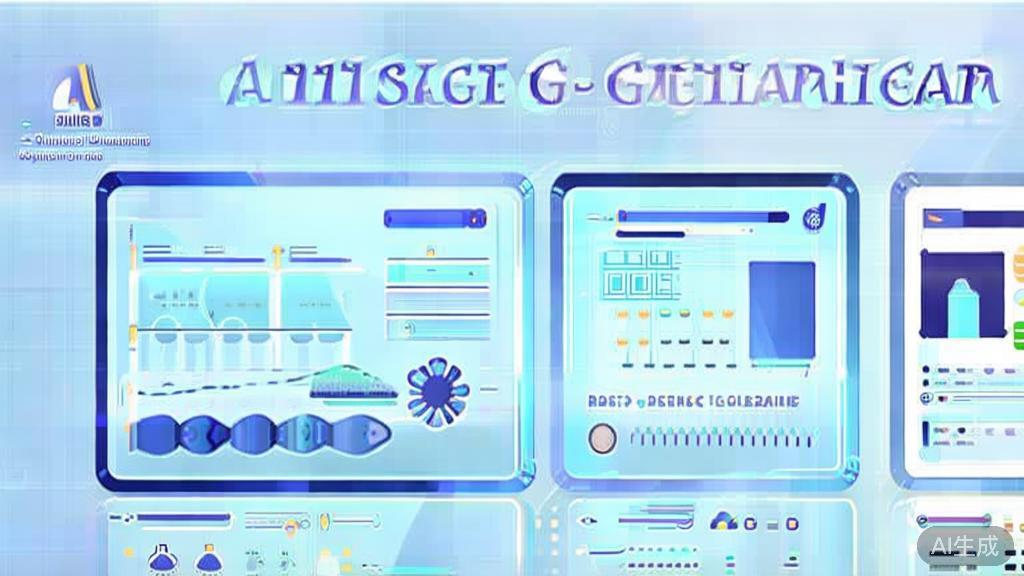 "Flat vector illustration of future trends in AI image generation, dashboard style, soft blue gradient"