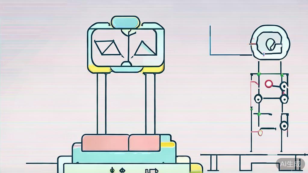 "Flat vector illustration of GAN architecture, showcasing generator and discriminator, minimal flat design"