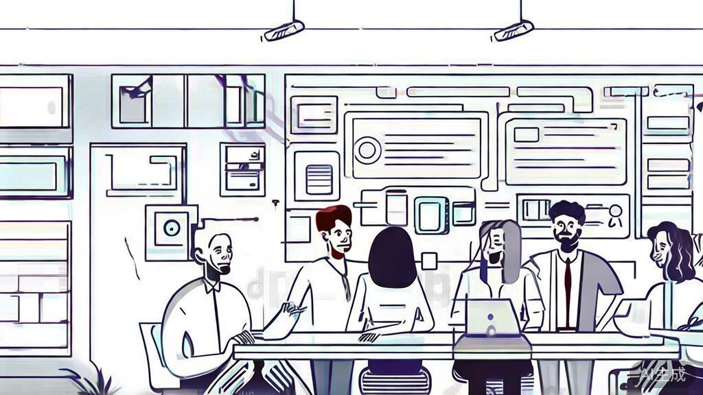 "High-quality business illustration regarding team collaboration on design, minimal flat design"