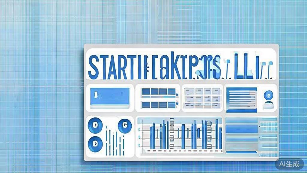 Flat vector illustration of market research for startups, dashboard style, soft blue gradient