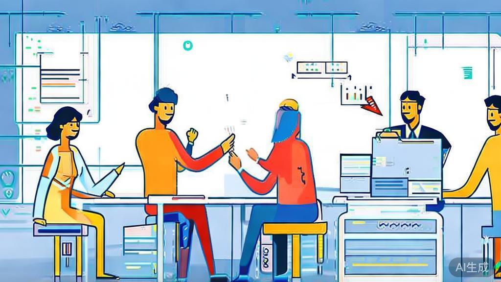 High-quality business illustration representing teamwork in startups, minimal flat design
