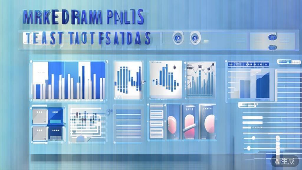 Flat vector illustration of short drama market trends, dashboard style, soft blue gradient