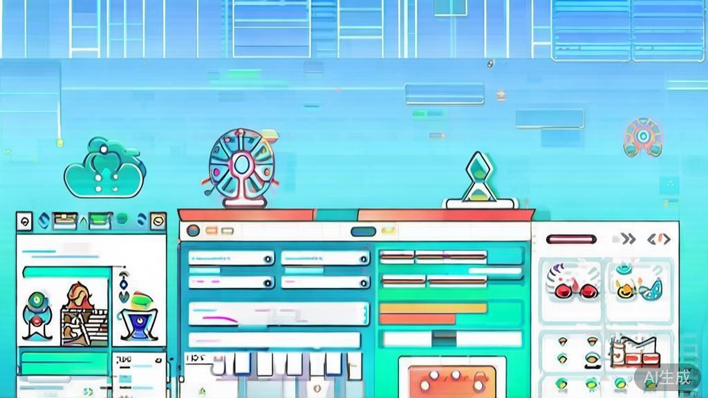 "Flat vector illustration of a creative community for filmmakers, dashboard style, soft blue gradient"