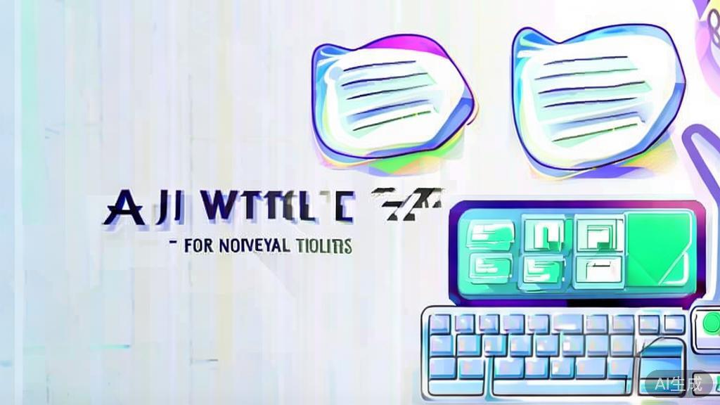 High-quality business illustration regarding AI tools for novel writing, minimal flat design