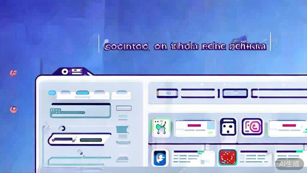 Flat vector illustration of social media integration in short drama software, dashboard style, soft blue gradient