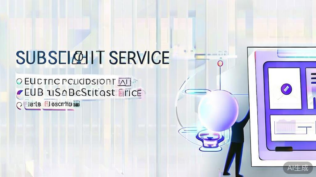 High-quality business illustration regarding AI-driven subscription services, minimal flat design