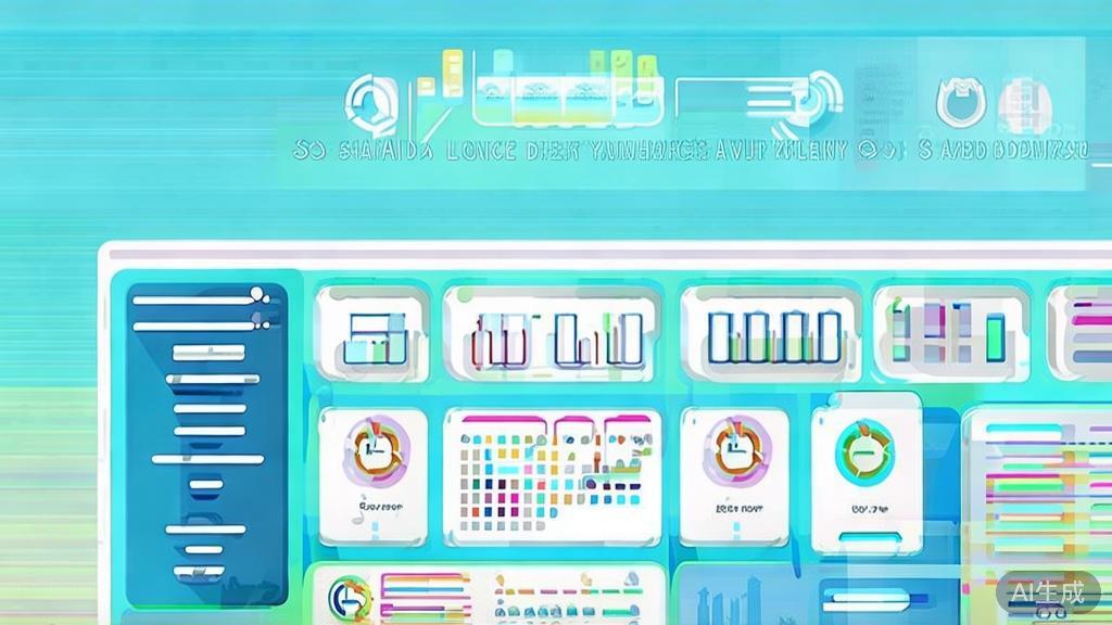 Flat vector illustration of shared economy powered by AI, dashboard style, soft blue gradient