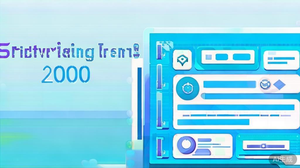 "Flat vector illustration of future trends in scriptwriting, dashboard style, soft blue gradient"
