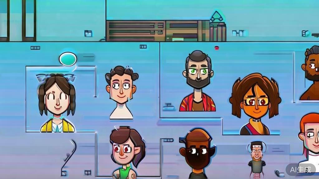 Flat vector illustration of diverse character designs for short dramas, dashboard style, soft blue gradient