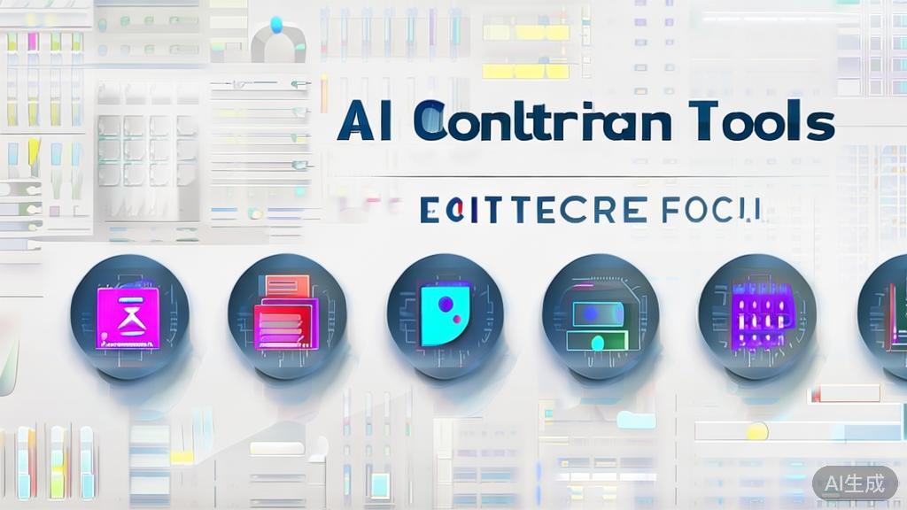 High-quality business illustration regarding AI content creation tools, minimal flat design