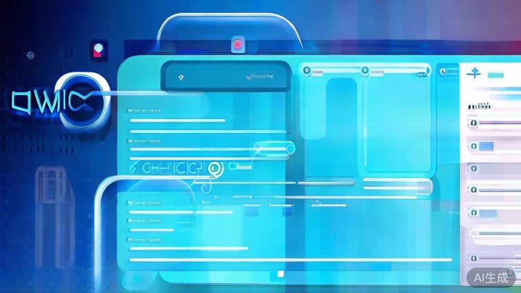 Flat vector illustration of a scriptwriting software interface, dashboard style, soft blue gradient