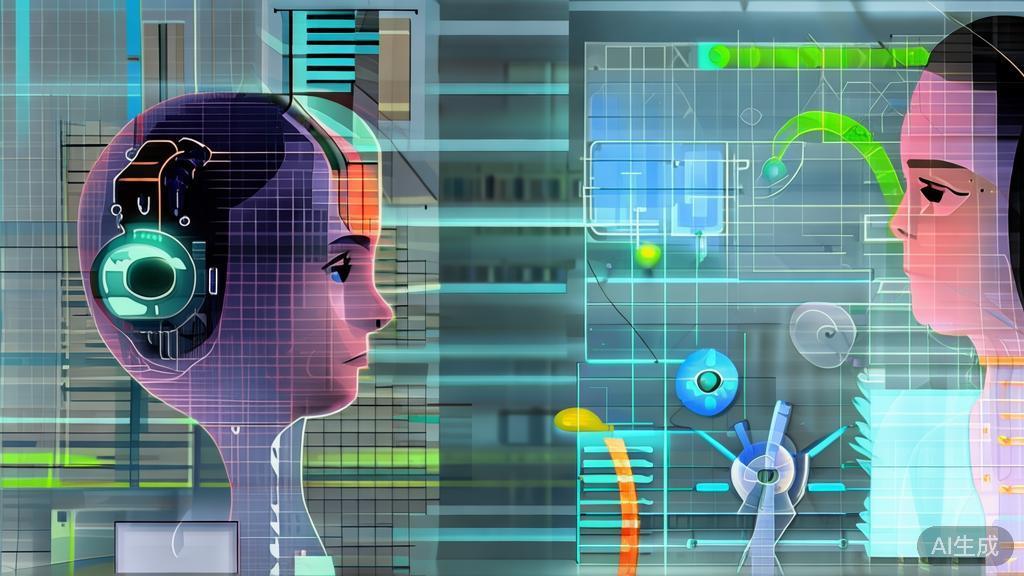 "High-quality illustration of future collaboration between AI and human creators in short drama, depicting synergy and creativity, minimal flat design"