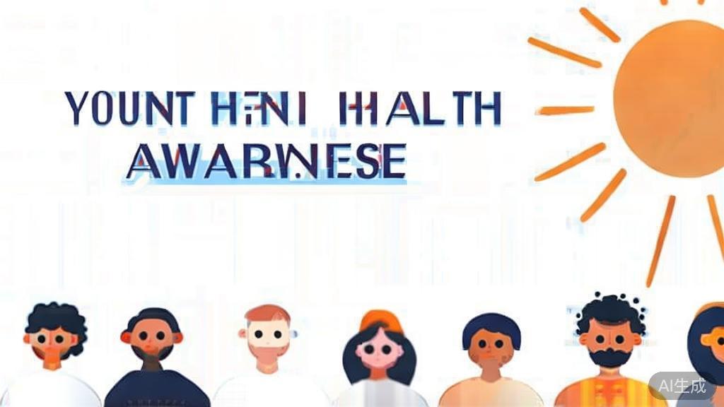 High-quality business illustration regarding youth mental health awareness, minimal flat design