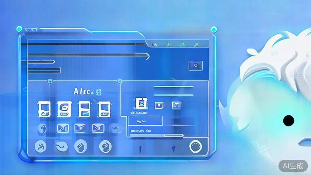 Flat vector illustration of Amazon Alexa, dashboard style, soft blue gradient