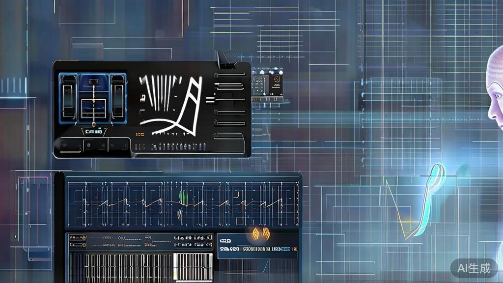 High-quality business illustration regarding AI sound and music tools, minimal flat design