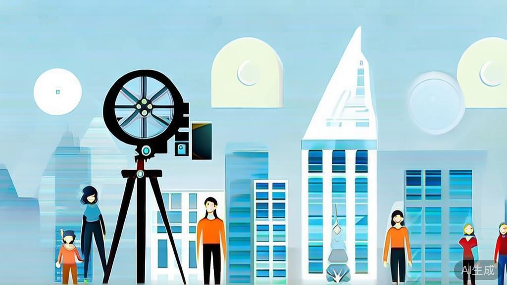 High-quality business illustration of film set design, minimal flat design