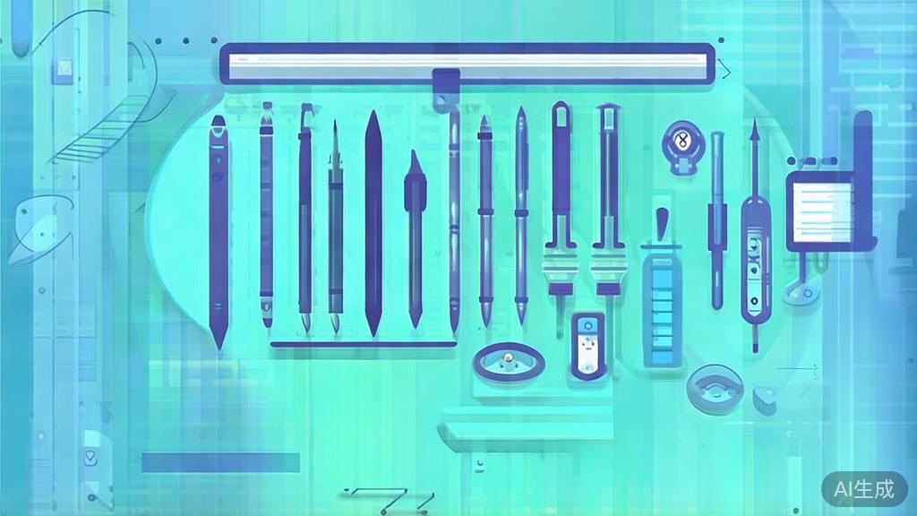 Flat vector illustration of choosing writing tools, dashboard style, soft blue gradient