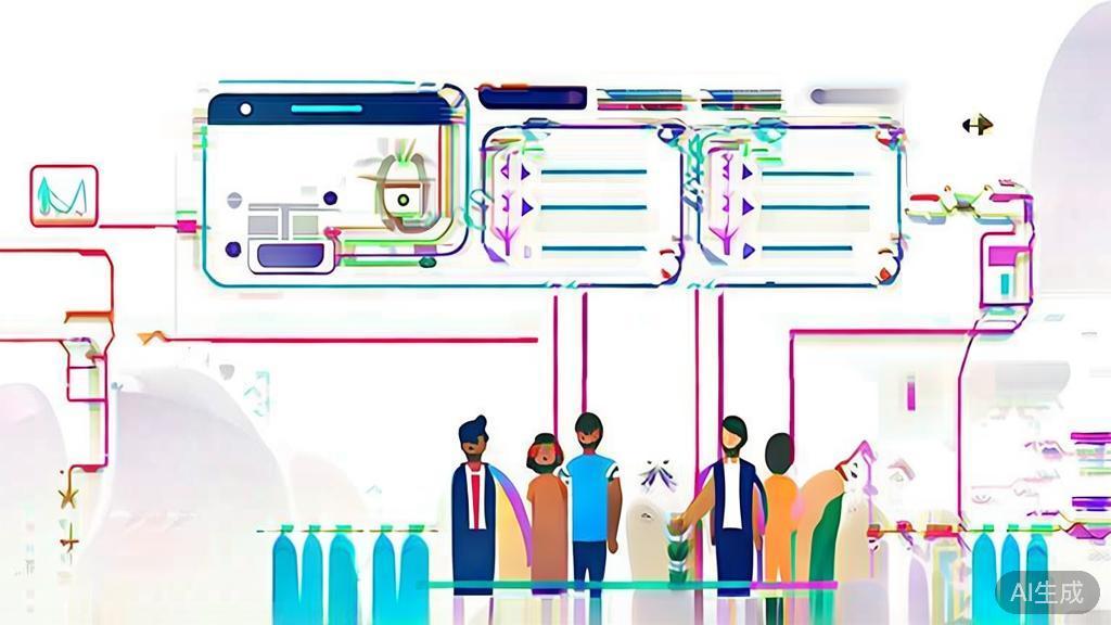 High-quality business illustration regarding successful marketing strategies using AI, minimal flat design
