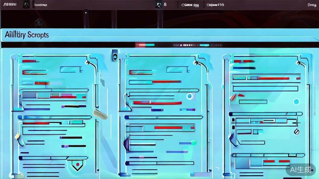 "Flat vector illustration of outlining scripts and character settings for AI short drama, dashboard style, soft blue gradient"