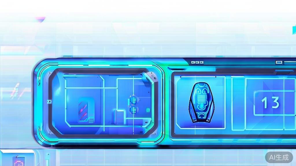 Flat vector illustration of future AI agents, dashboard style, soft blue gradient