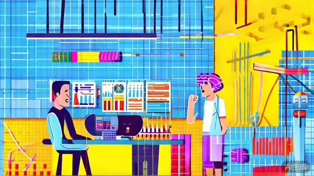 "Flat vector illustration of teamwork in AI startups, corporate Memphis style"