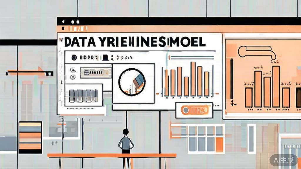 High-quality business illustration regarding data-driven business models, minimal flat design