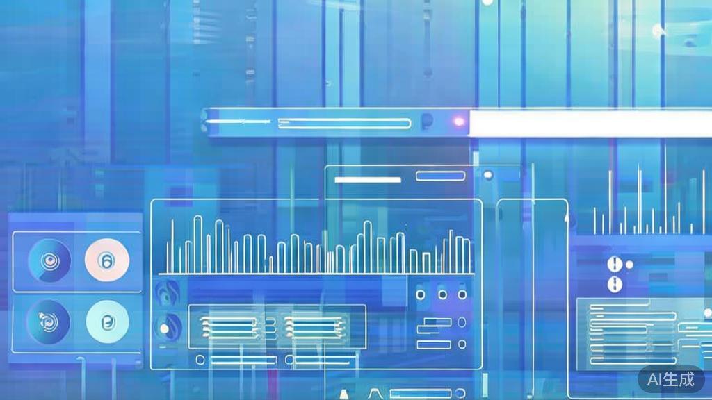 Flat vector illustration of AI solutions provider business model, dashboard style, soft blue gradient
