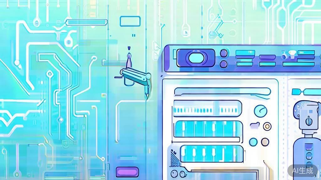 Flat vector illustration of AI in script writing, dashboard style, soft blue gradient