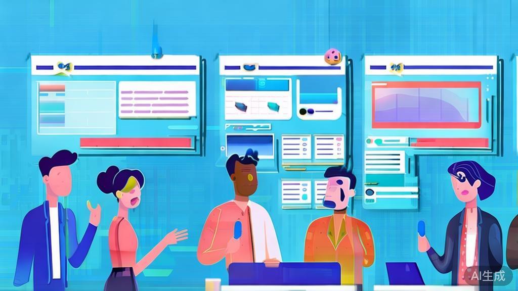 Flat vector illustration of startup team collaboration, dashboard style, soft blue gradient