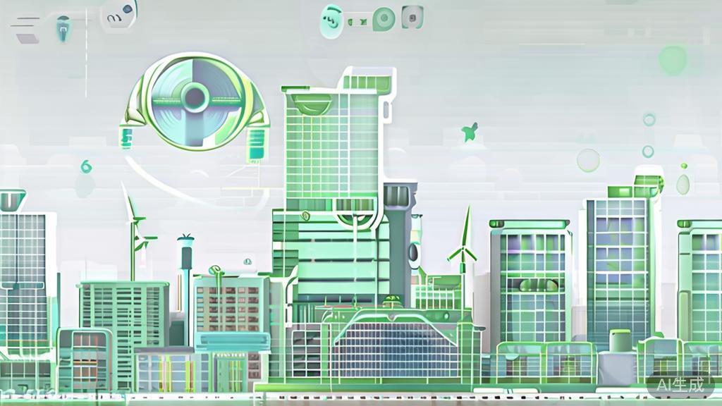 High-quality illustration of AI applications in sustainability, minimal flat design