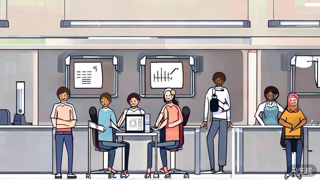"High-quality business illustration of a diverse startup team working on AI projects, minimal flat design"