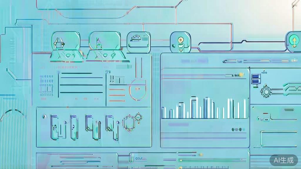 "Flat vector illustration of managing AI franchise operations, dashboard style, soft blue gradient"