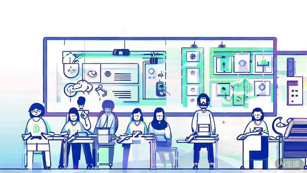 High-quality business illustration regarding AI education, minimal flat design