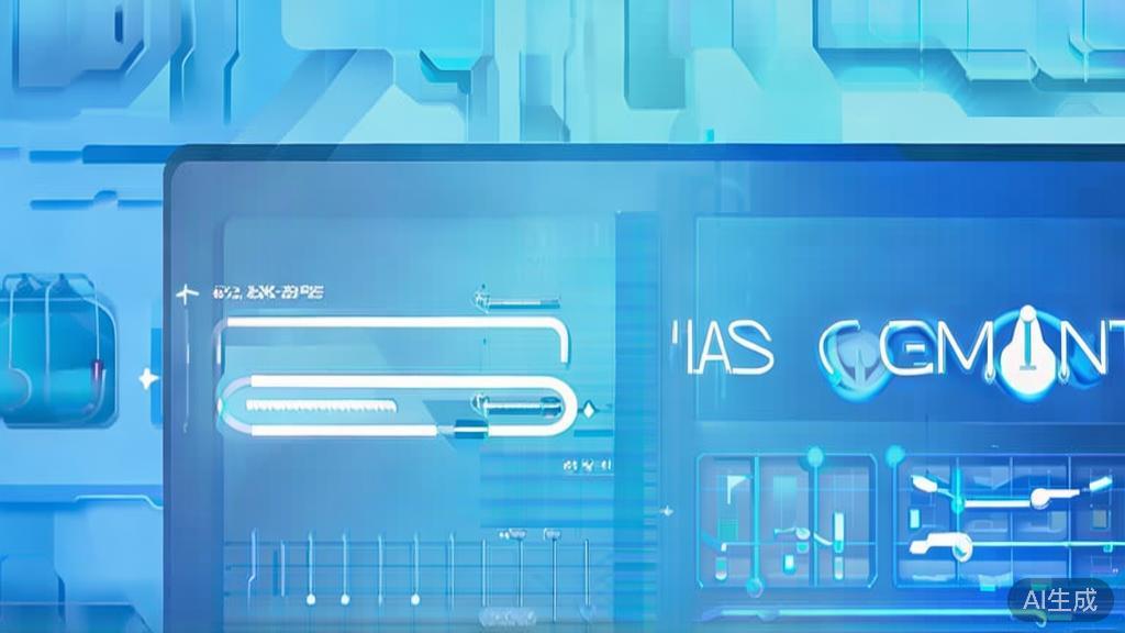 Flat vector illustration of AI health management, dashboard style, soft blue gradient