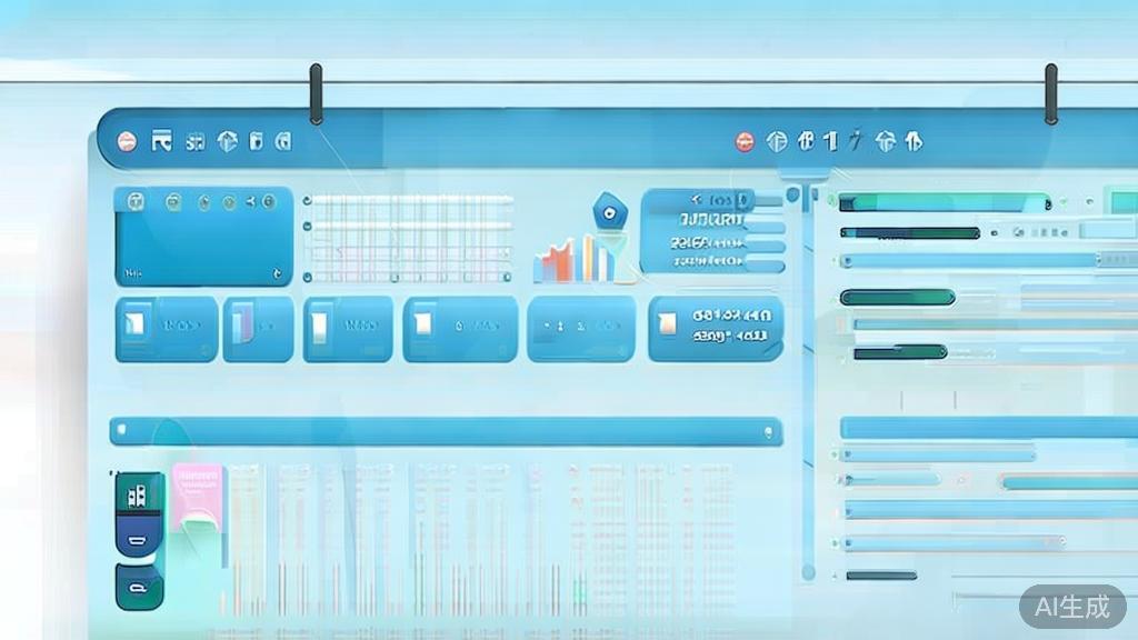 Flat vector illustration of project management tools, dashboard style, soft blue gradient