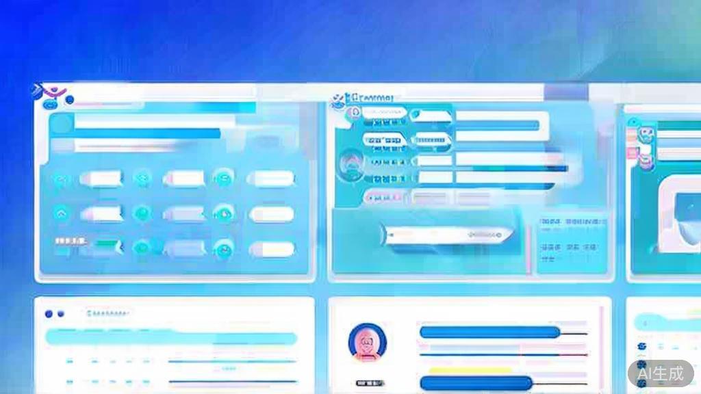 Flat vector illustration of customer management tools, dashboard style, soft blue gradient