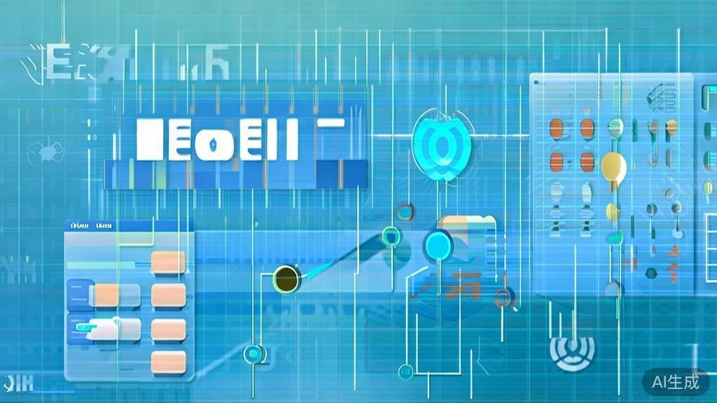 Flat vector illustration of health management with AI, dashboard style, soft blue gradient