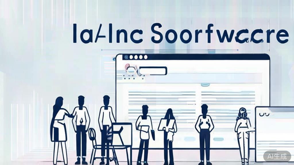 High-quality business illustration regarding team collaboration on AI drama software, minimal flat design
