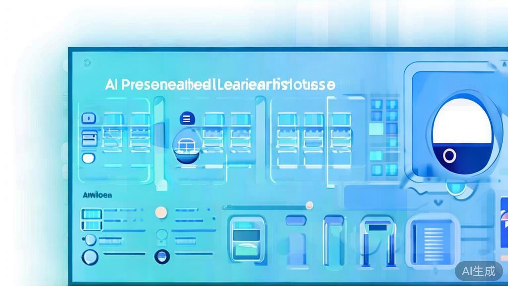 Flat vector illustration of AI personalized learning assistant, dashboard style, soft blue gradient