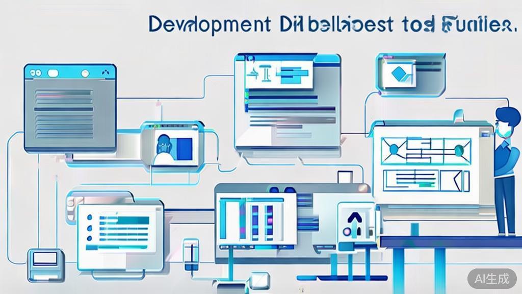 High-quality business illustration regarding AI tools development, minimal flat design