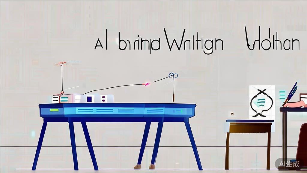 High-quality business illustration regarding AI writing and traditional writing, minimal flat design
