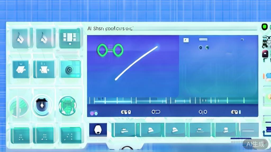 Flat vector illustration of AI short video tools, dashboard style, soft blue gradient