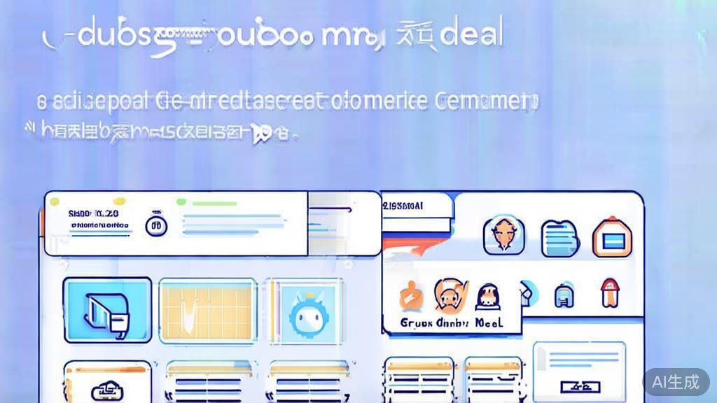 Flat vector illustration of Pinduoduo's social e-commerce model, dashboard style, soft blue gradient