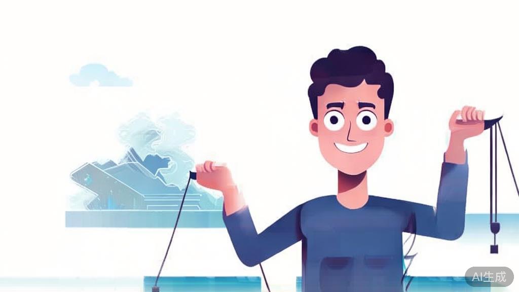 "High-quality business illustration regarding young entrepreneur balancing emotions and rationality, minimal flat design"